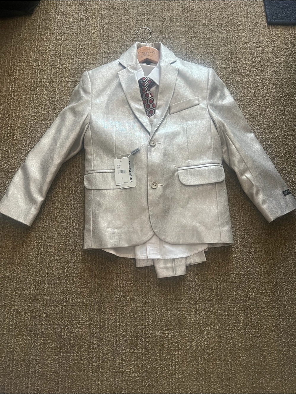 Boys Silver Shimmer Suit Jacket - Kids Formal Blazer
